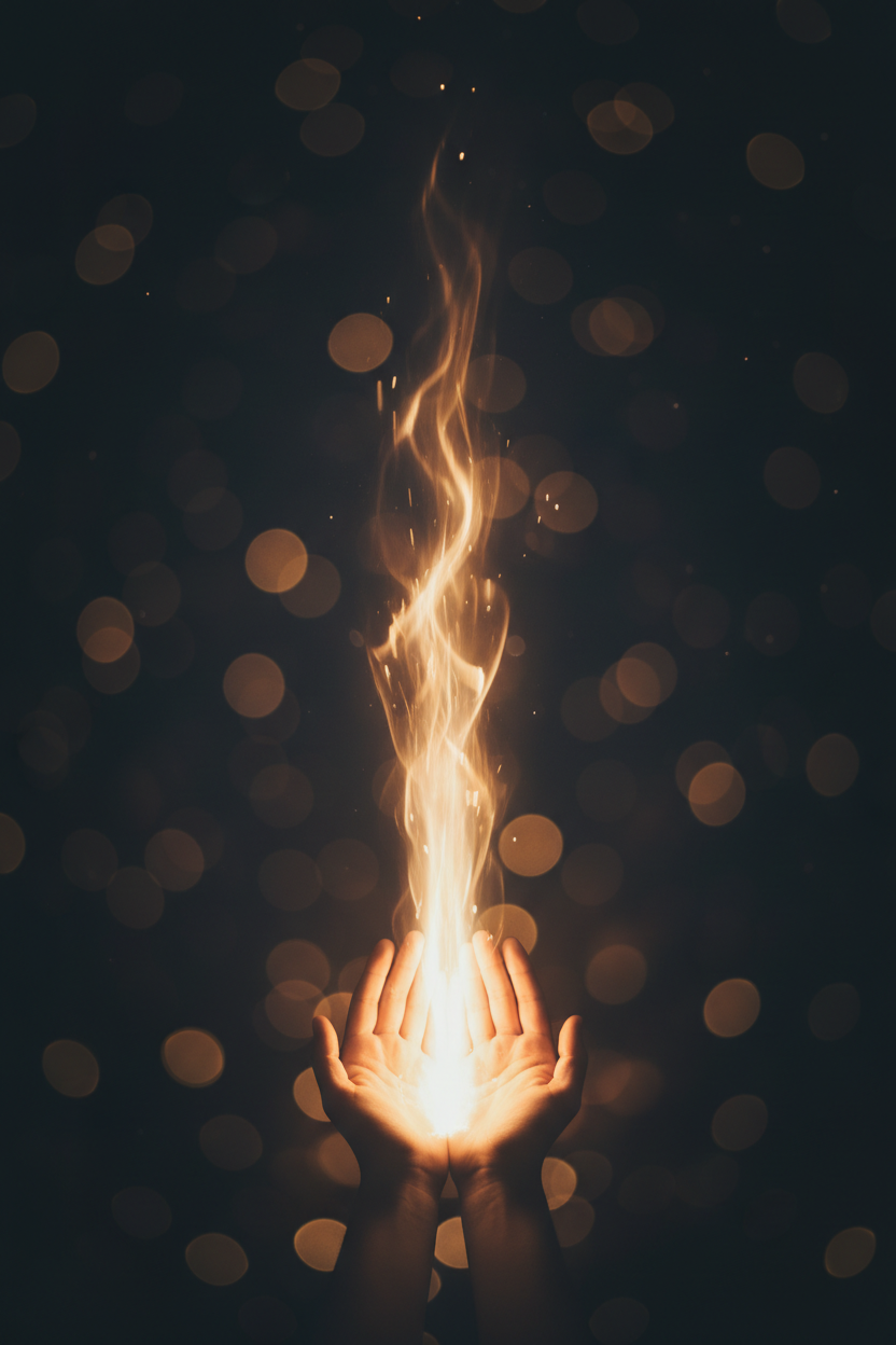 Hands with space offering energy